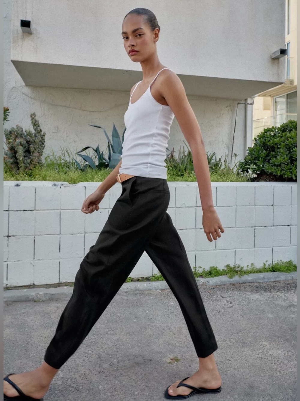 Zara Blk Linen Tapered Pants, XS